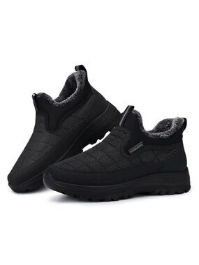 Women's Winter Waterproof Boots Ankle Fur Lined Shoes Slip On Warm Insulated